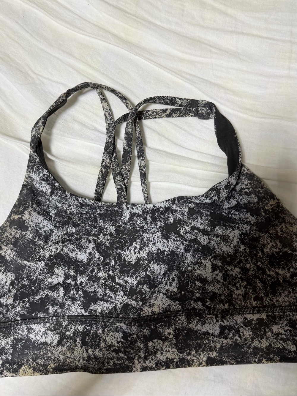 Lululemon size 10 Black & White Marble Strappy Sports Bra